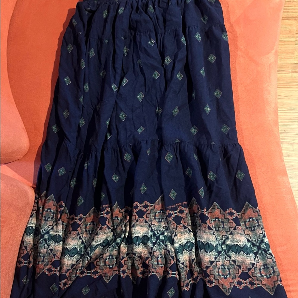 Navy Blue Patterned Women's Skirt